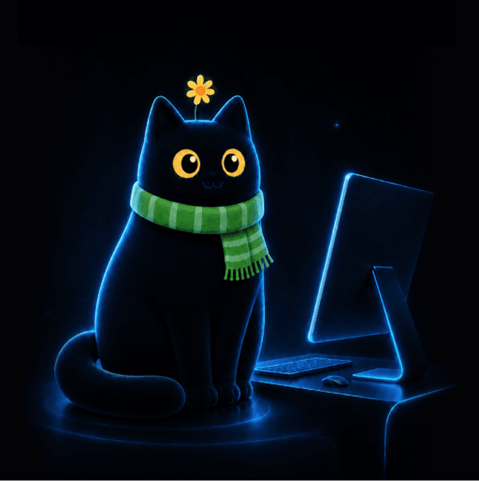 Котик за компьютером